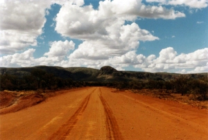 Australian red desert road.
